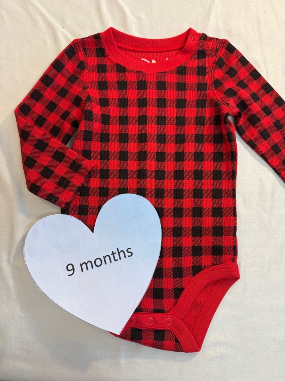 Jumping Beans - Long sleeve Red and Black Plaid Bodysuit Onesie